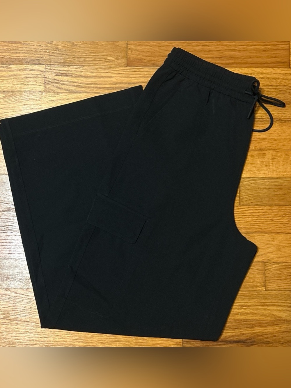 Athleta Black Womens Wide-Leg Drawstring Pants